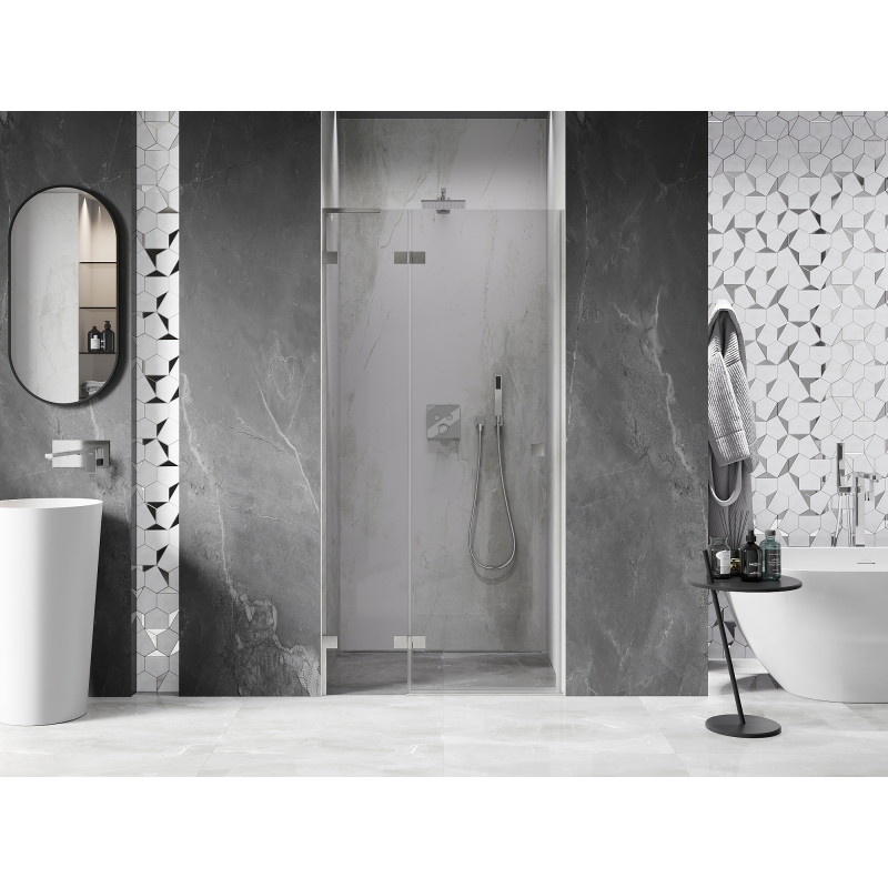 Mexen Lunar L porte de douche pivotante gauche 115 cm, transparent, nickel brossé - 834L-115-000-97-00-L
