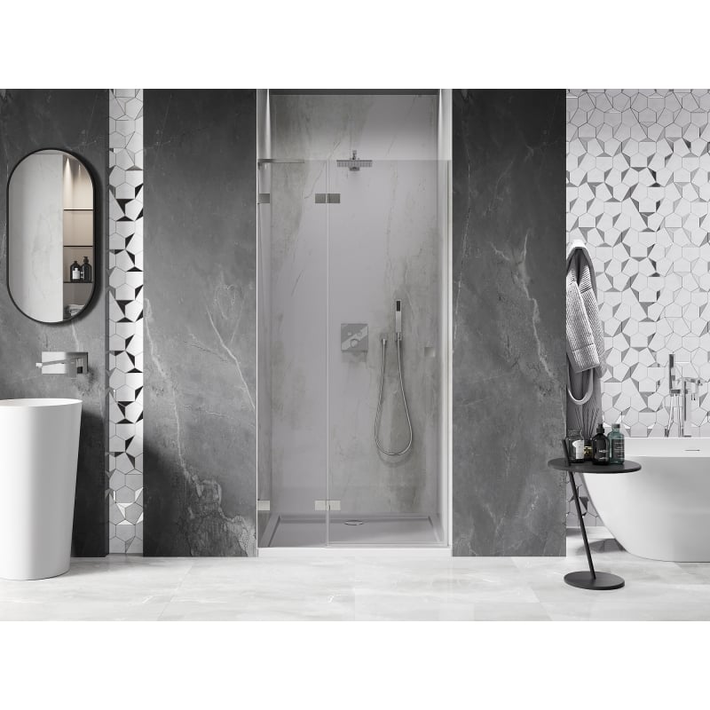 Mexen Lunar L porte de douche battante gauche 120 cm, transparent, nickel brossé - 834L-120-000-97-00-L