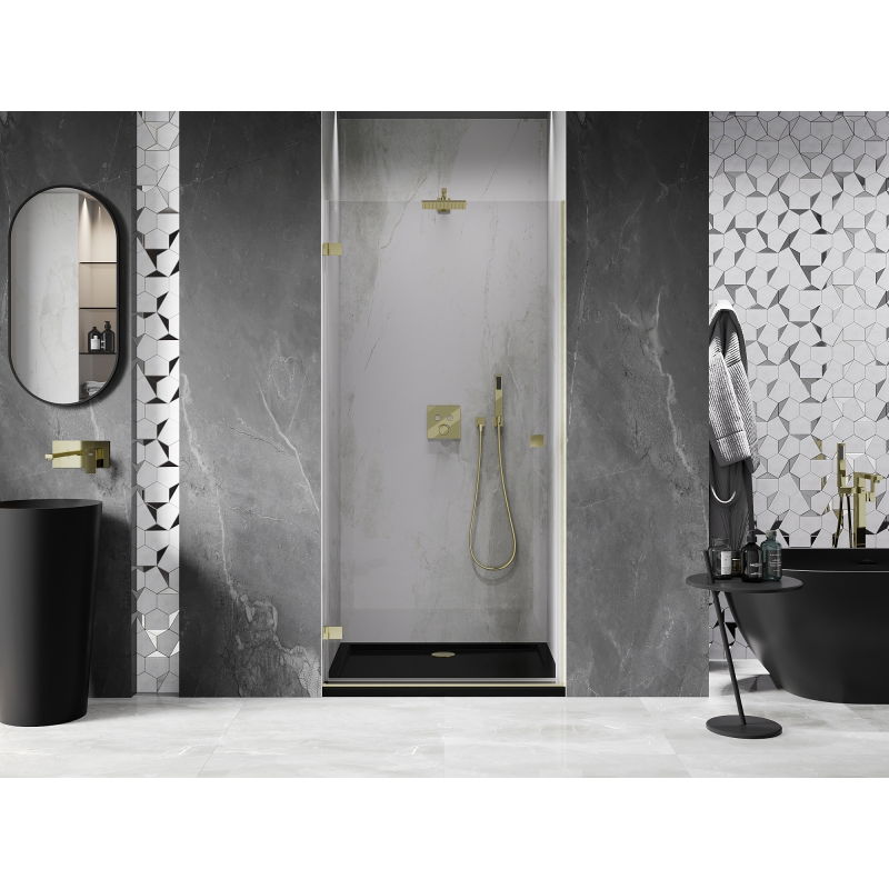 Mexen Lunar-B porte de douche pivotantes gauche 75 cm, transparent, or brossé - 832-075-000-55-00-L