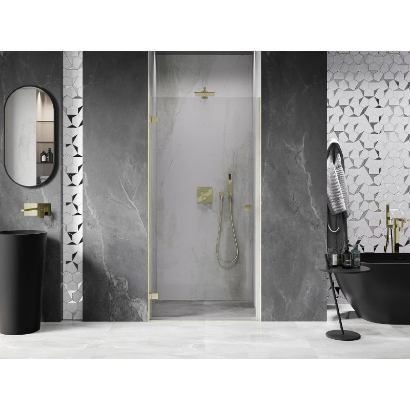 Mexen Lunar-B porte de douche pivotante à gauche 80 cm, transparent, doré brossé - 832-080-000-55-00-L