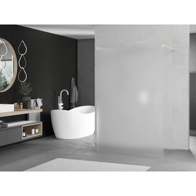 Mexen Kioto paroi de douche autoportante 100 x 200 cm, verre givré 8 mm, blanc - 800-100-002-20-30