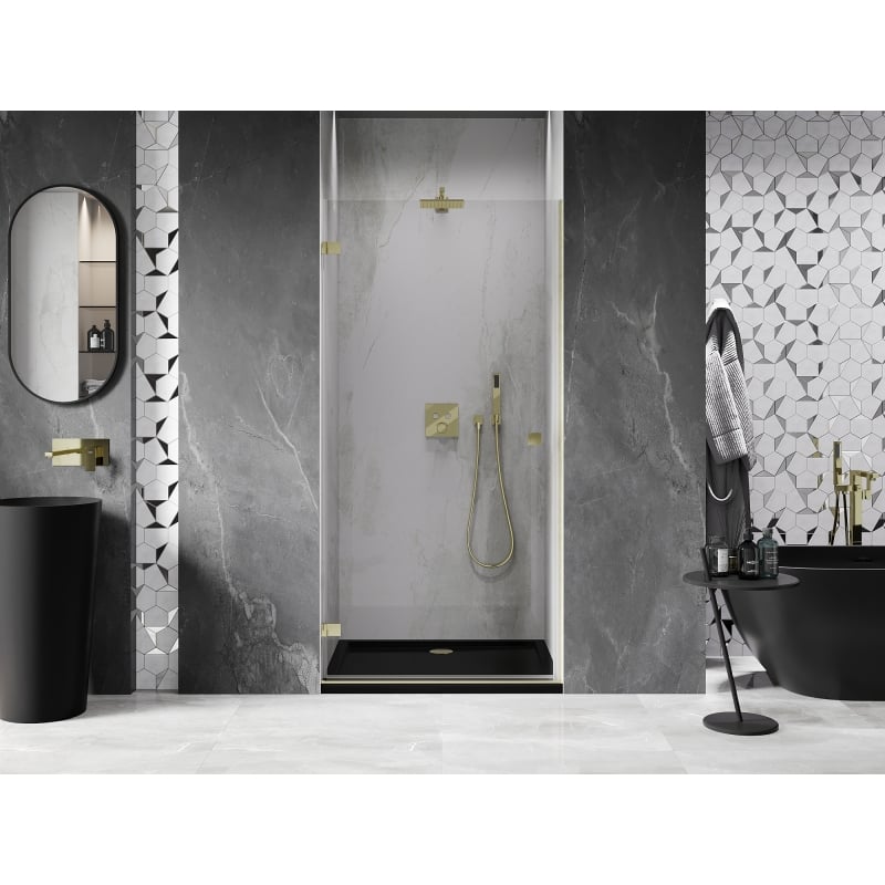 Mexen Lunar-B porte de douche pivotante gauche 85 cm, transparent, doré brossé - 832-085-000-55-00-L