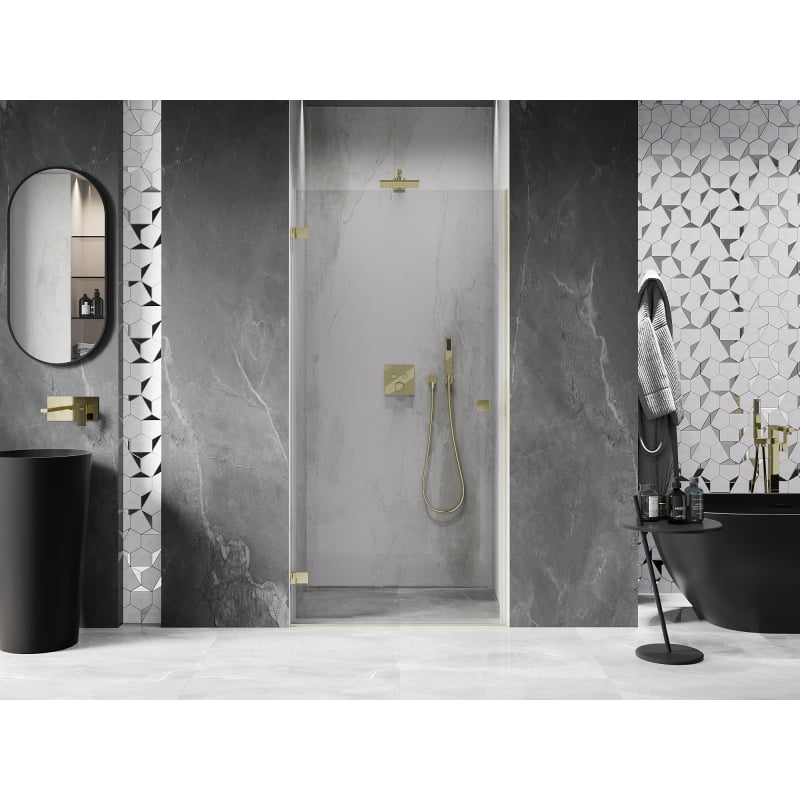 Mexen Lunar-B porte de douche pivotante gauche 85 cm, transparent, doré brossé - 832-085-000-55-00-L