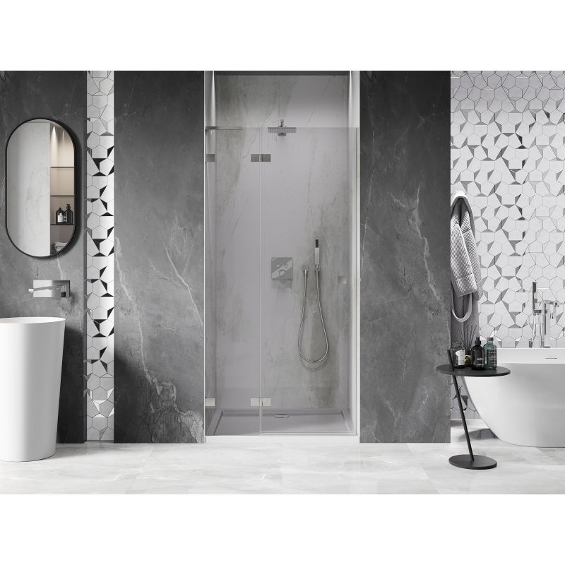 Mexen Lunar L porte de douche pivotante gauche 125 cm, transparent, nickel brossé - 834L-125-000-97-00-L