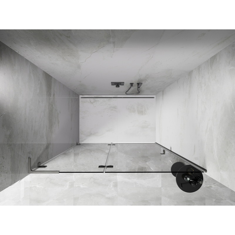 Mexen Lunar L porte de douche pivotante gauche 135 cm, transparent, nickel brossé - 834L-135-000-97-00-L