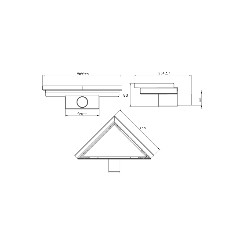 Mexen Flat-T M13 siphon de sol triangulaire 20 x 20 cm, noir - 1710320