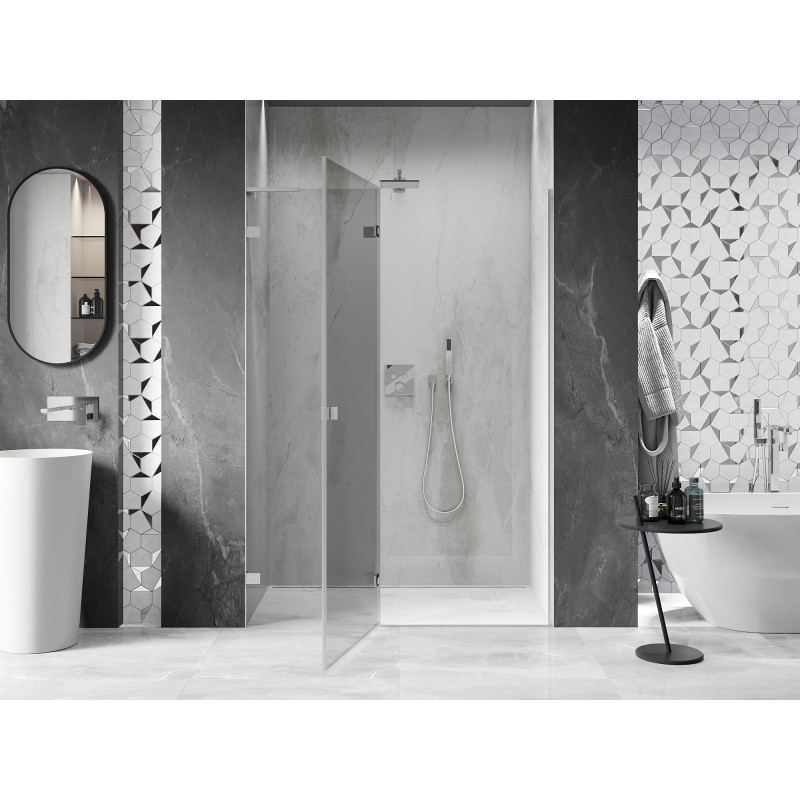 Mexen Lunar L porte de douche pivotante gauche 140 cm, transparent, nickel brossé - 834L-140-000-97-00-L