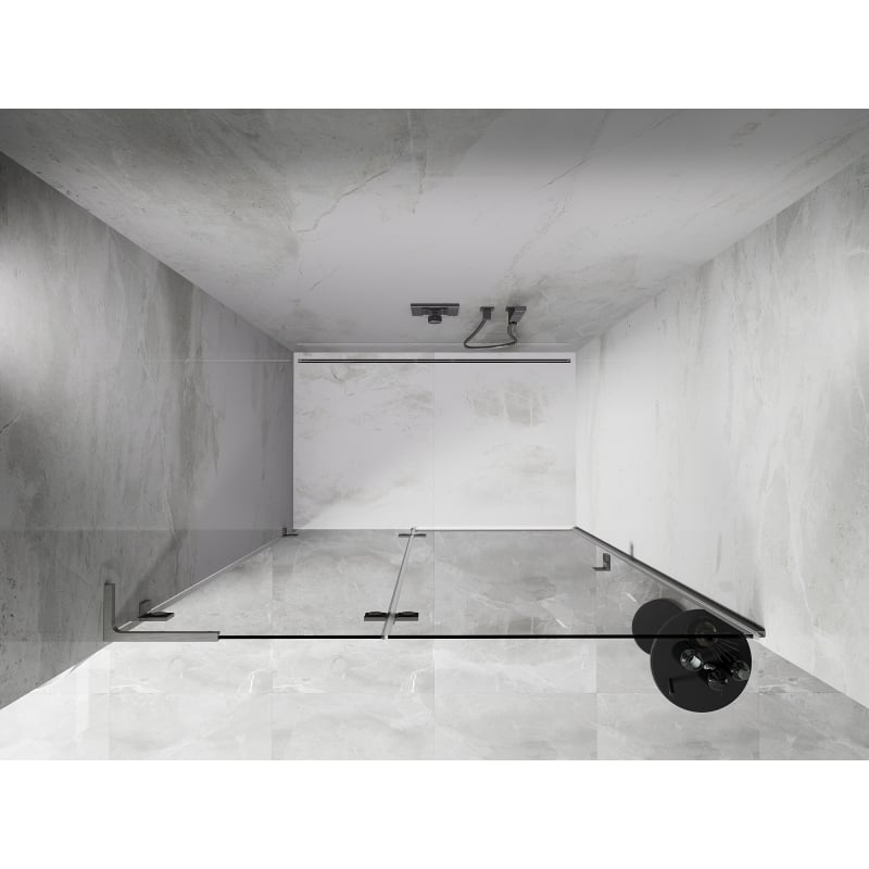 Mexen Lunar L porte de douche pivotante gauche 140 cm, transparent, nickel brossé - 834L-140-000-97-00-L