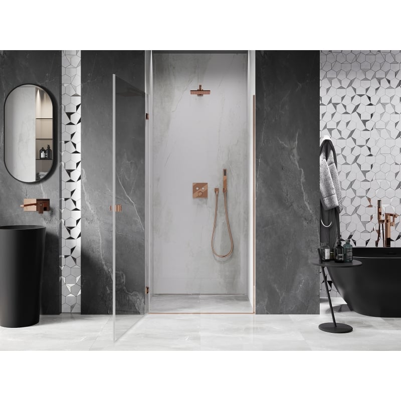 Mexen Lunar-B porte de douche pivotante gauche 65 cm, transparent, or rose - 832-065-000-60-00-L