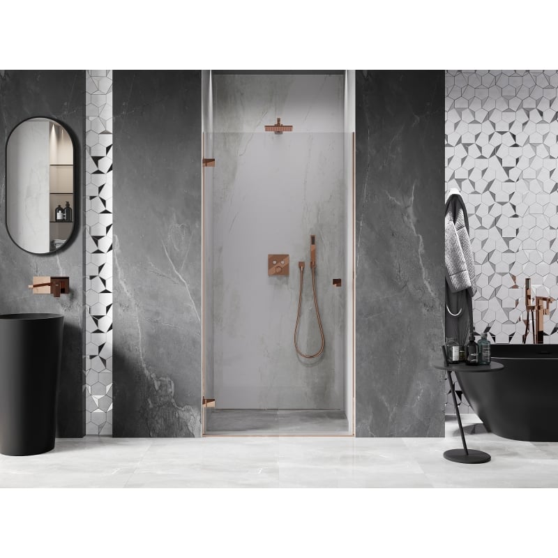 Mexen Lunar-B porte de douche pivotante gauche 100 cm, transparent, or rose - 832-100-000-60-00-L