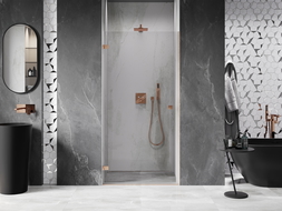 Mexen Lunar-B porte de douche pivotante gauche 65 cm, transparent, cuivre brossé - 832-065-000-65-00-L