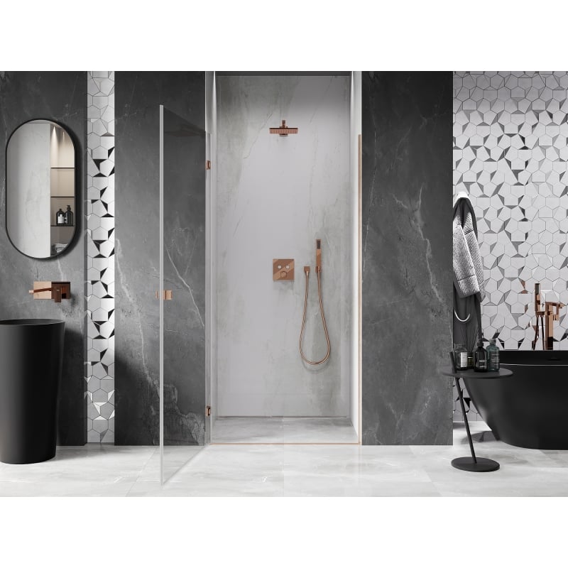 Mexen Lunar-B porte de douche pivotante gauche 70 cm, transparent, cuivre brossé - 832-070-000-65-00-L