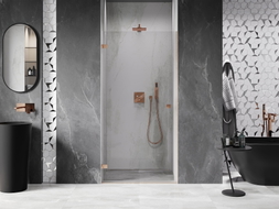 Mexen Lunar-B porte de douche pivotante gauche 75 cm, transparent, cuivre brossé - 832-075-000-65-00-L