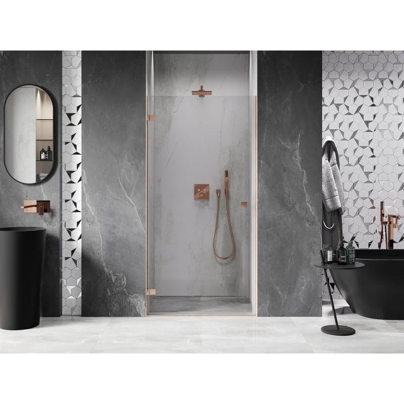 Mexen Lunar-B porte de douche pivotante gauche 90 cm, transparent, cuivre brossé - 832-090-000-65-00-L