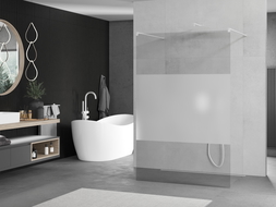Mexen Kioto paroi de douche autoportante 140 x 200 cm, transparent/Gelée 8 mm, Blanc - 800-140-002-20-35