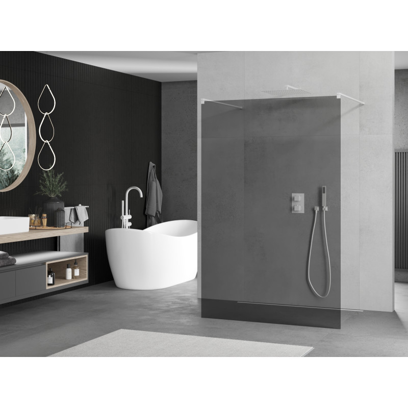 Mexen Kioto paroi de douche autoportante 100 x 200 cm, graphite 8 mm, blanc - 800-100-002-20-40