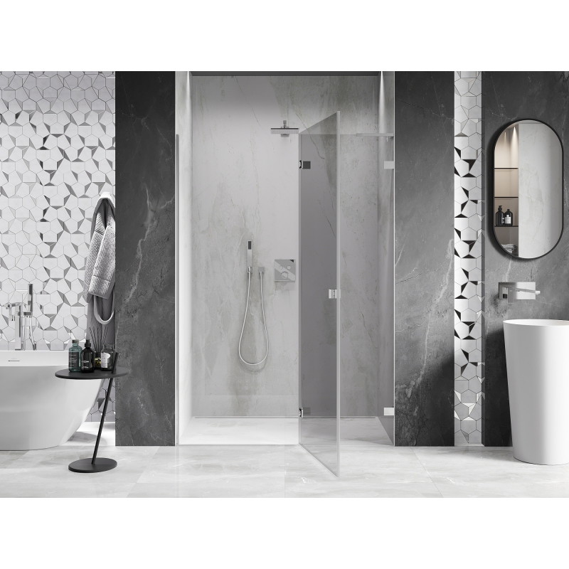 Mexen Lunar L porte de douche pivotante droite 140 cm, transparent, chrome - 834L-140-000-01-00-P