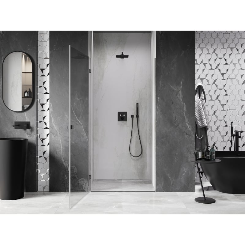 Mexen Lunar-B porte de douche pivotante gauche 95 cm, transparent, gris canon brossé - 832-095-000-66-00-L