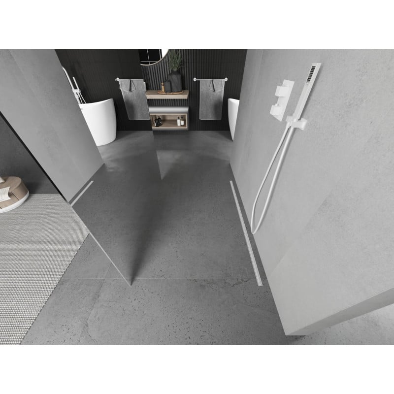 Mexen Kioto paroi de douche autoportante 120 x 200 cm, miroir 8 mm, blanc - 800-120-002-20-50