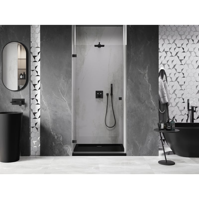 Mexen Lunar-B porte de douche pivotante gauche 85 cm, transparent, noir - 832-085-000-70-00-L