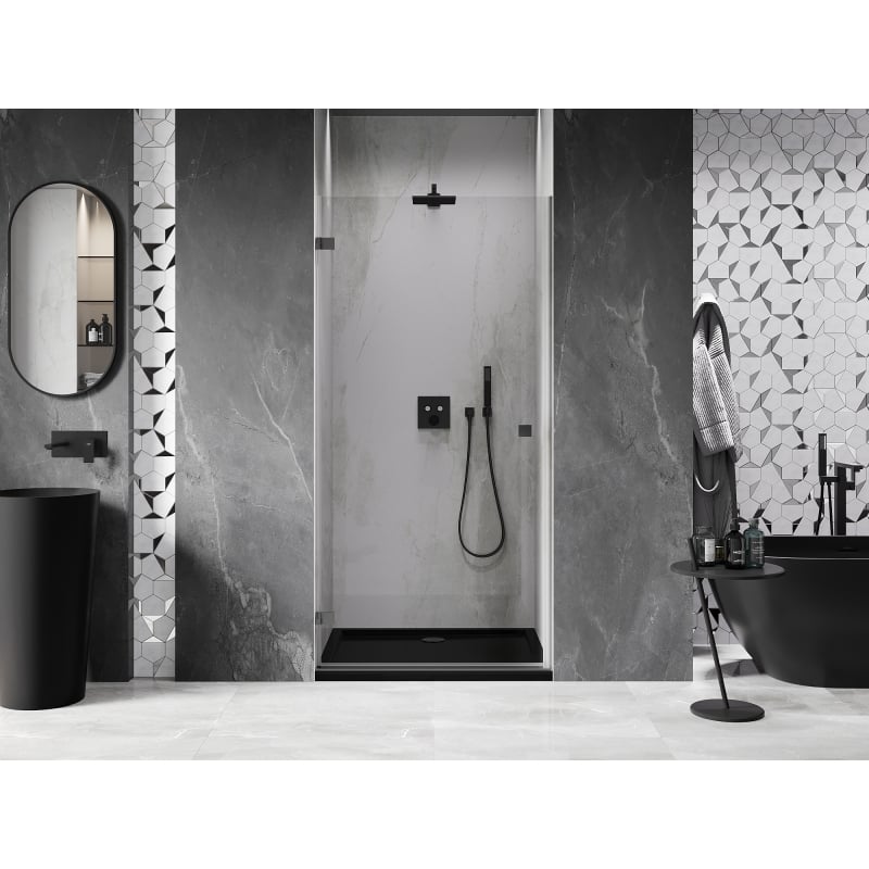 Mexen Lunar-B porte de douche pivotante gauche 80 cm, transparent, gun metal - 832-080-000-95-00-L