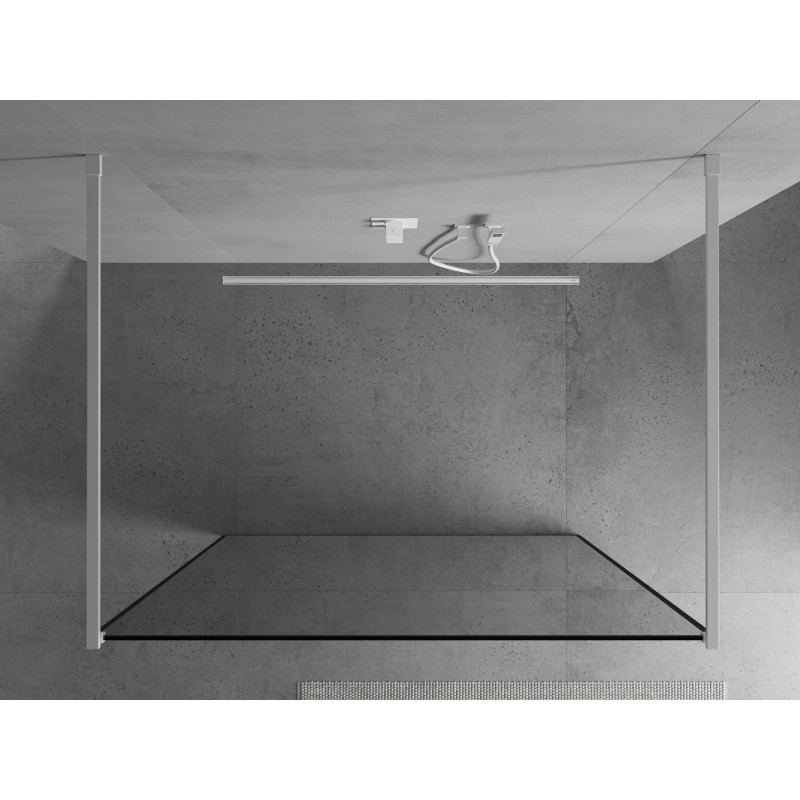 Mexen Kioto paroi de douche autoportante 110 x 200 cm, cadre noir 8 mm, blanc - 800-110-002-20-70