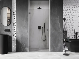 Mexen Lunar-B porte de douche pivotante gauche 95 cm, transparent, métal gun - 832-095-000-95-00-L