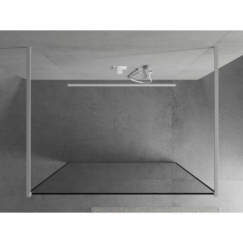 Mexen Kioto paroi de douche autoportante 120 x 200 cm, cadre noir 8 mm, blanc - 800-120-002-20-70