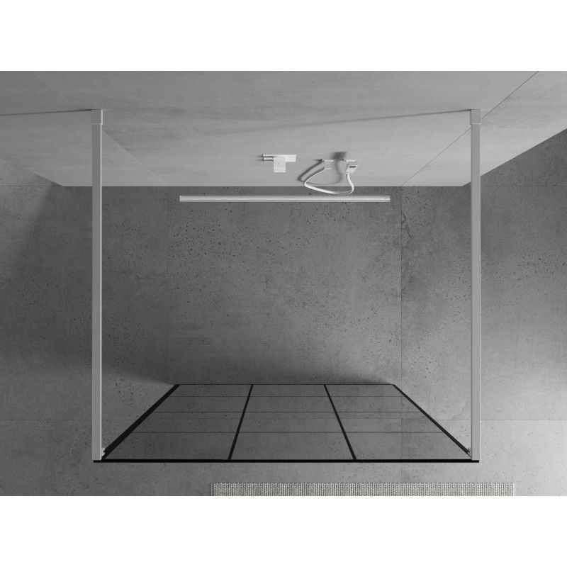 Mexen Kioto paroi de douche autoportante 120 x 200 cm, grille noire 8 mm, blanche - 800-120-002-20-77