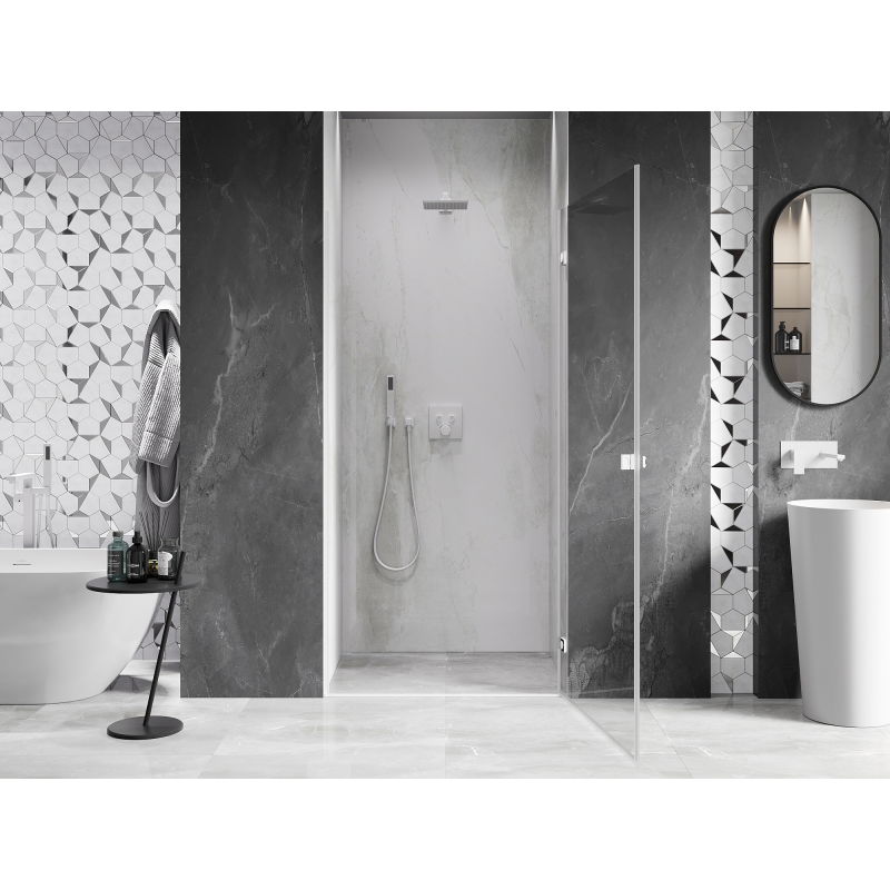 Mexen Lunar-B porte de douche pivotante droite 75 cm, transparent, blanc - 832-075-000-20-00-P