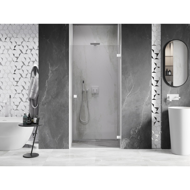 Mexen Lunar-B porte de douche pivotante droite 80 cm, transparent, blanc - 832-080-000-20-00-P