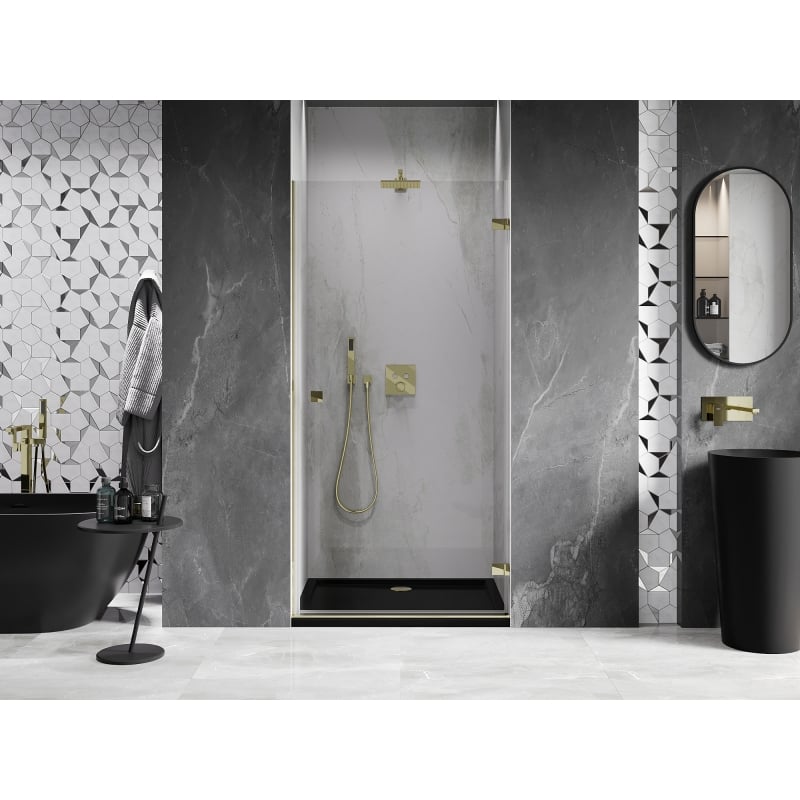 Mexen Lunar-B porte de douche pivotante droite 70 cm, transparente, dorée - 832-070-000-50-00-P