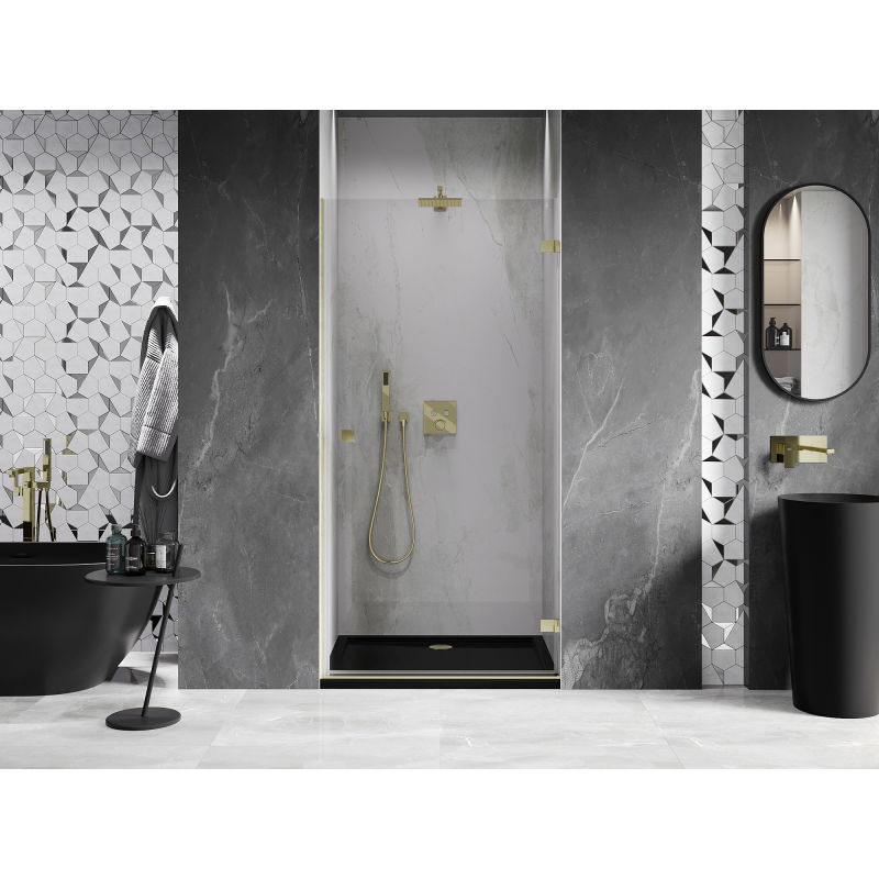 Mexen Lunar-B porte de douche battante droite 85 cm, transparent, doré brossé - 832-085-000-55-00-P