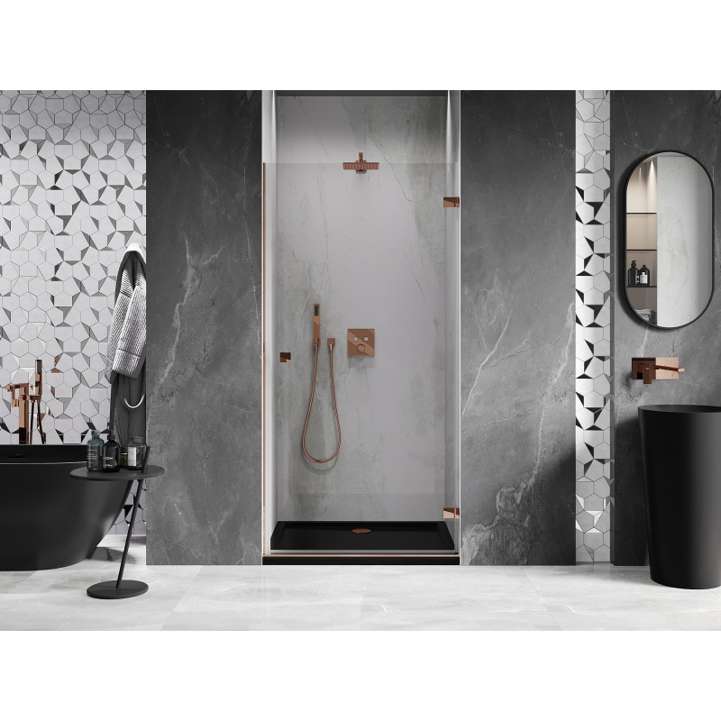 Mexen Lunar-B porte de douche pivotante droite 65 cm, transparent, or rose - 832-065-000-60-00-P