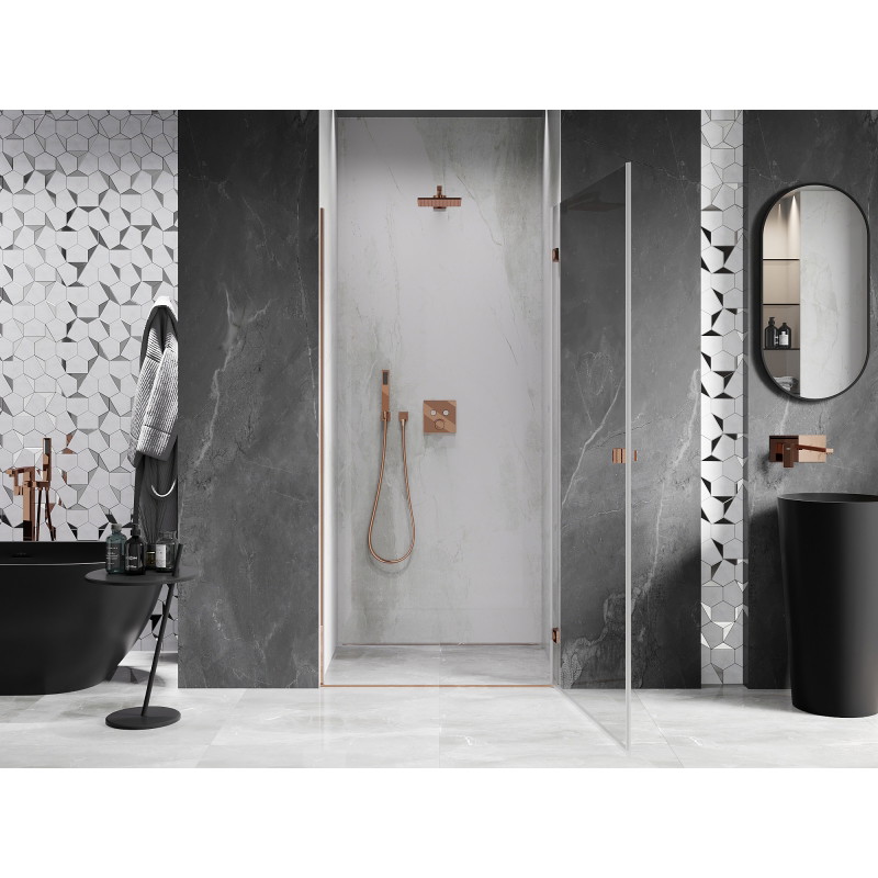 Mexen Lunar-B porte de douche pivotante droite 65 cm, transparent, or rose - 832-065-000-60-00-P