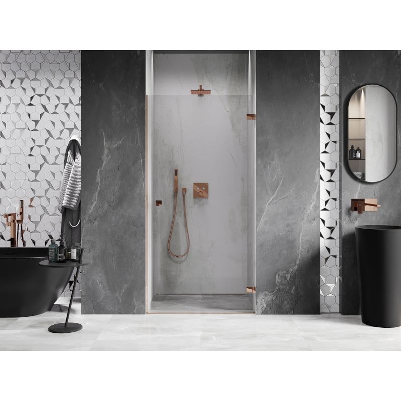 Mexen Lunar-B porte de douche battante droite 75 cm, transparent, or rose - 832-075-000-60-00-P