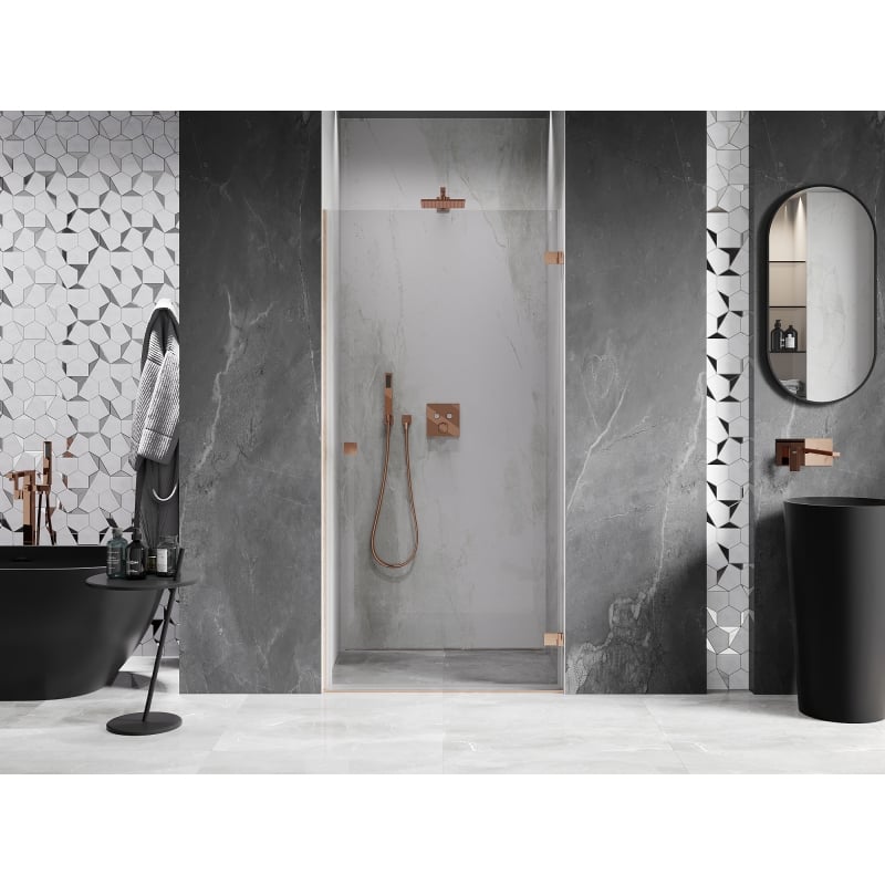 Mexen Lunar-B porte de douche pivotante droite 60 cm, transparent, cuivre brossé - 832-060-000-65-00-P