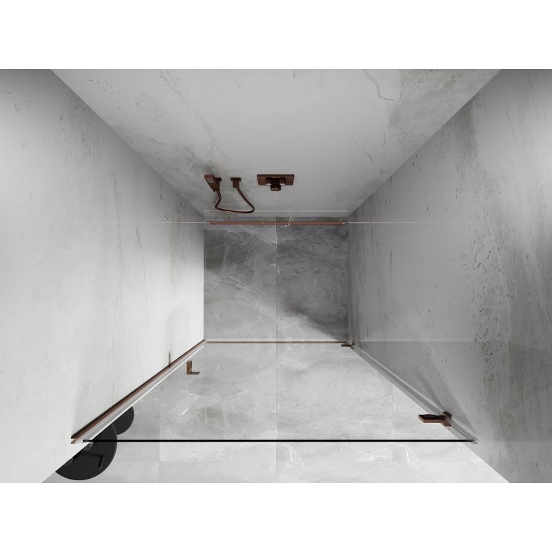 Mexen Lunar-B porte de douche pivotante droite 60 cm, transparent, cuivre brossé - 832-060-000-65-00-P