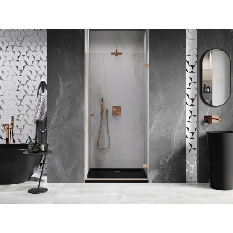 Mexen Lunar-B porte de douche pivotante droite 65 cm, transparent, cuivre brossé - 832-065-000-65-00-P