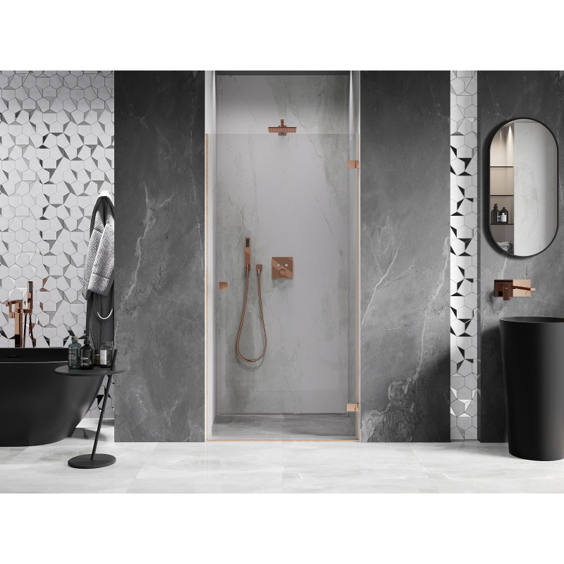 Mexen Lunar-B porte de douche pivotante droite 65 cm, transparent, cuivre brossé - 832-065-000-65-00-P