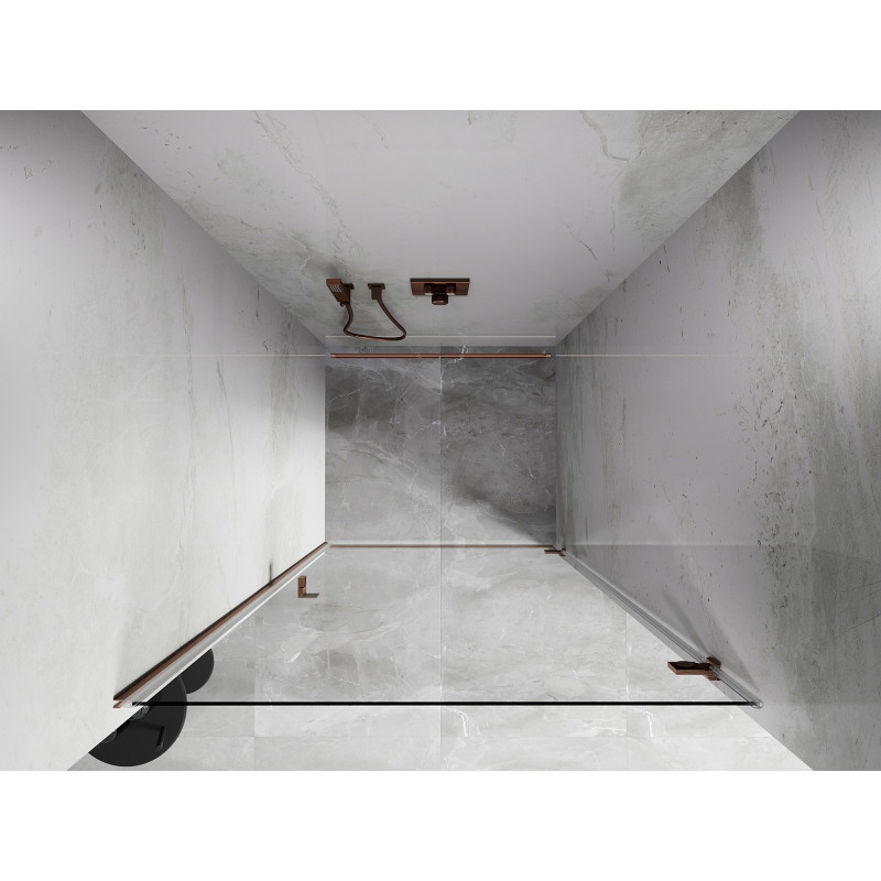 Mexen Lunar-B porte de douche pivotante droite 65 cm, transparent, cuivre brossé - 832-065-000-65-00-P