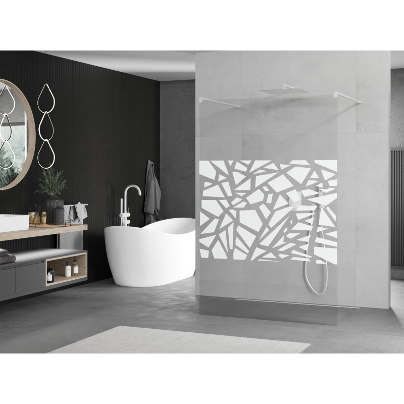 Mexen Kioto paroi de douche autoportante 130 x 200 cm, motif blanc 8 mm, blanche - 800-130-002-20-85
