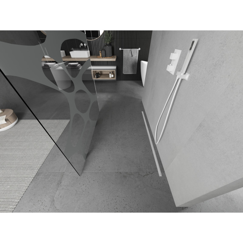 Mexen Kioto paroi de douche autoportante 110 x 200 cm, vague blanche 8 mm, blanche - 800-110-002-20-97