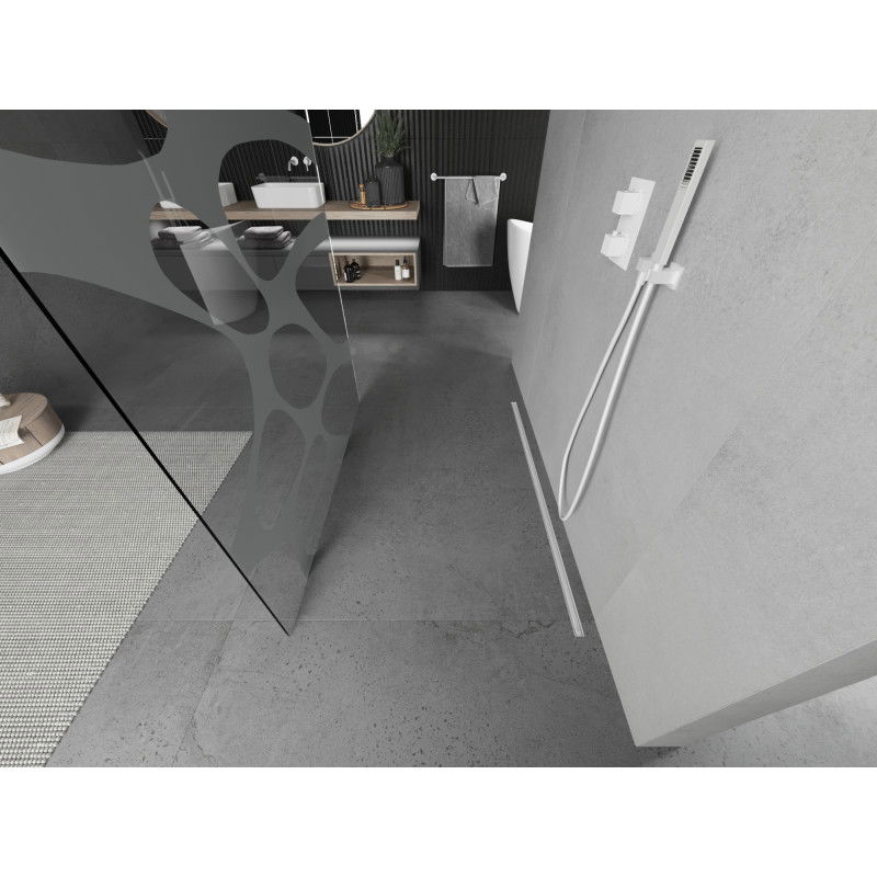 Mexen Kioto paroi de douche autoportante 120 x 200 cm, vague blanche 8 mm, blanche - 800-120-002-20-97