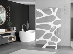 Mexen Kioto paroi de douche autoportante 140 x 200 cm, transparent/Design blanc 8 mm, Blanc - 800-140-002-20-97