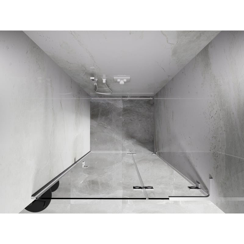 Mexen Lunar L porte de douche pivotante droite 115 cm, transparent, blanc - 834L-115-000-20-00-P