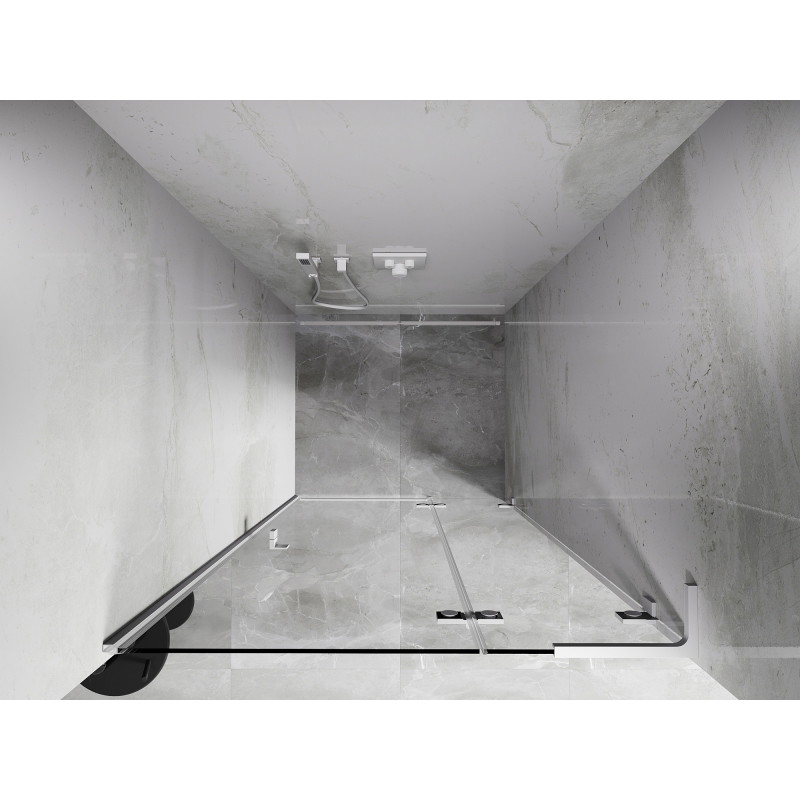 Mexen Lunar L porte de douche pivotante droite 120 cm, transparent, blanc - 834L-120-000-20-00-P