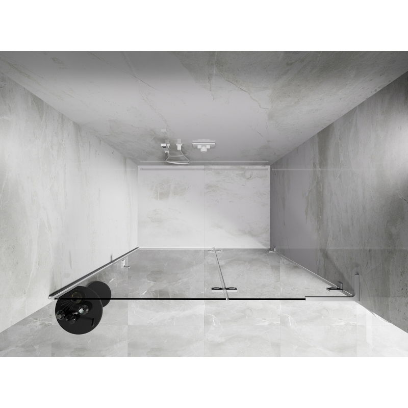 Mexen Lunar L porte de douche battante droite 130 cm, transparent, blanc - 834L-130-000-20-00-P