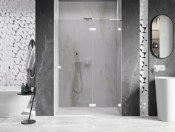 Mexen Lunar L porte de douche pivotante droite 140 cm, transparent, blanc - 834L-140-000-20-00-P