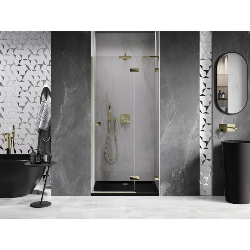 Mexen Lunar L porte de douche pivotante droite 70 cm, transparent, doré - 834L-070-000-50-00-P